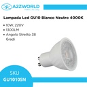 Lampada Led GU10 10W 1300LM Angolo Stretto 38 Gradi Bianco Neutro 4000K 220V D50X58mm