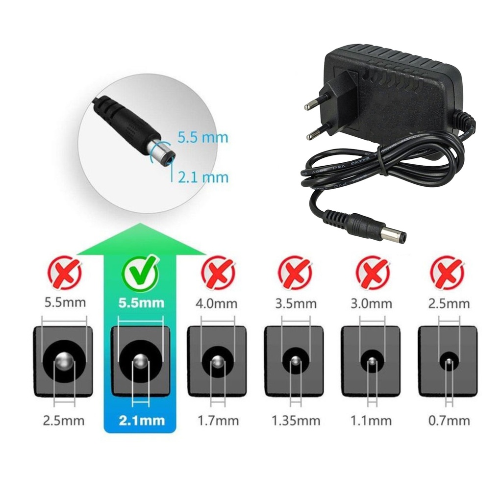 24V Trasformatore Alimentatore 24W 1A con Spina da Presa 220V a DC 24V Nero