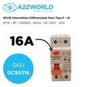 RCCB Interruttore Differenziale Puro Tipo F - SI 1P+N 2M 10000A 30mA Super Immunizzato 16A AC 230V IP20 IEC61008-1