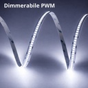 Striscia LED SMD 2835 24V, 5 Metri, Larga 10mm, Freddo 6500K, Super Luminoso 24W/M 4000LM/M 160LM/W 240SMD/M, Dimmerabile PWM, Tagliabile ogni 33mm, IP20, CRI>80
