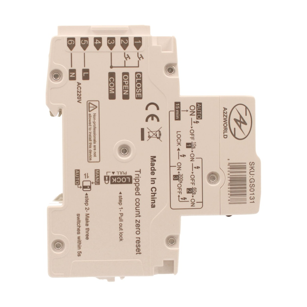 RCCB Interruttore Differenziale Puro Riarmo Automatico, Tipo A 1P+N 3M 6000A 30mA 32A AC 230V IP20 IEC61008-1 PR8NM