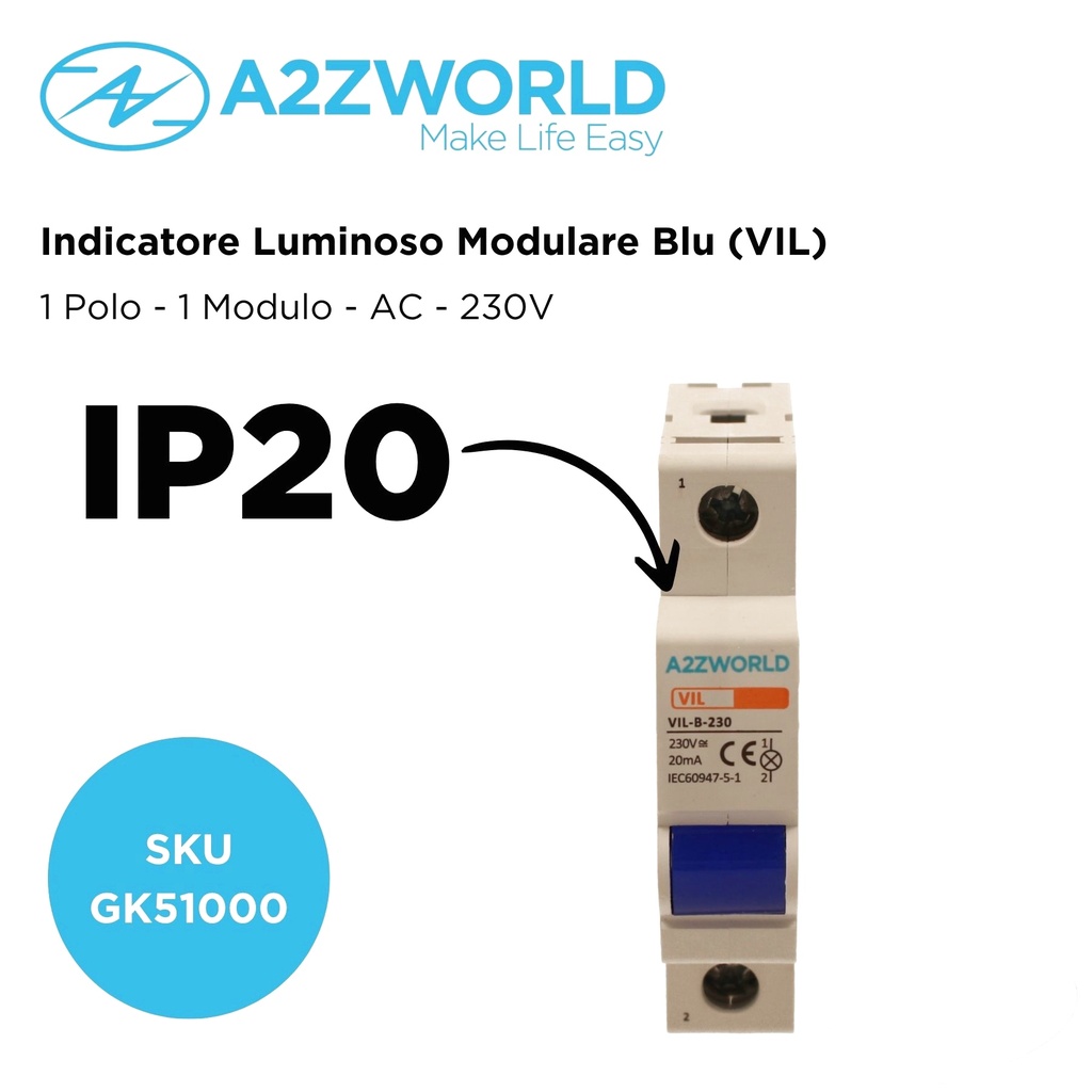 Indicatore Luminoso Modulare 1P 1M AC 230V IP20 VIL