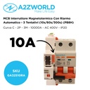 MCB Interruttore Magnetotermico Con Riarmo Automatico, Curva C 2P 3M 10000A C10A AC 400V PB8H, 3 Tentativi (10s/60s/300s)