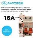 MCB Interruttore Magnetotermico Con Riarmo Automatico, Curva C 2P 3M 10000A C16A AC 400V PB8H, 3 Tentativi (10s/60s/300s)