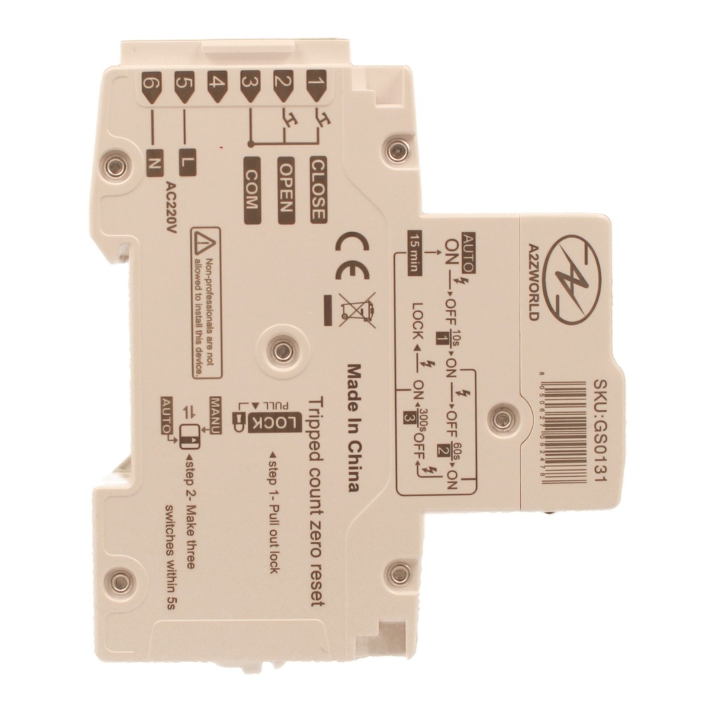 MCB Interruttore Magnetotermico Con Riarmo Automatico, Curva C 2P 3M 10000A C16A AC 400V PB8H, 3 Tentativi (10s/60s/300s)
