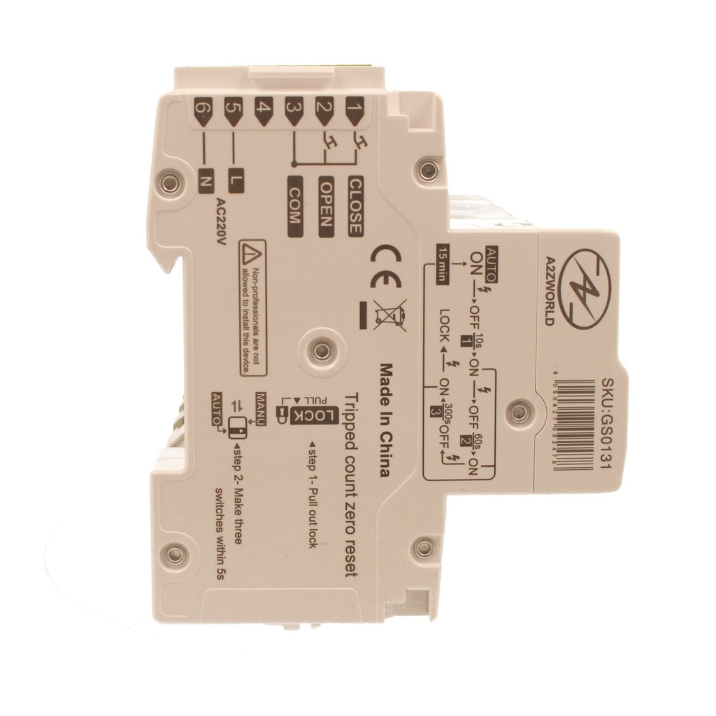 MCB Interruttore Magnetotermico Trifase Con Riarmo Automatico, 380V 20A Curva C 4P 5M 10000A C20A AC 400V PB8H, 3 Tentativi (10s/60s/300s)