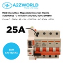 MCB Interruttore Magnetotermico Trifase Con Riarmo Automatico, 380V 25A Curva C 4P 5M 10000A C25A AC 400V PB8H, 3 Tentativi (10s/60s/300s)