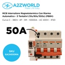 MCB Interruttore Magnetotermico Trifase Con Riarmo Automatico, 380V 50A Curva C 4P 5M 10000A C50A AC 400V PB8H, 3 Tentativi (10s/60s/300s)
