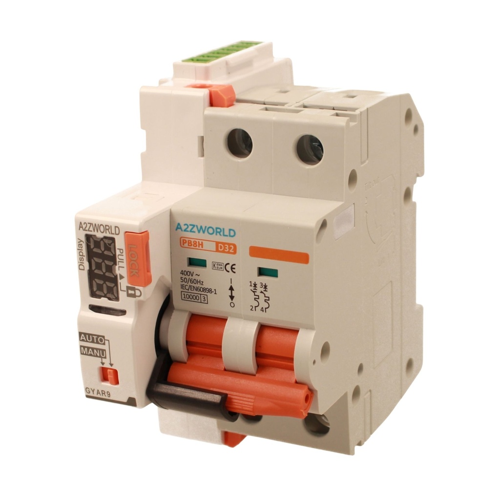 MCB Interruttore Magnetotermico Con Riarmo Automatico, Curva D 2P 3M 10000A D32A AC 400V PB8H, 3 Tentativi (10s/60s/300s)