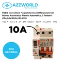 RCBO Interruttore Magnetotermico Differenziale Con Riarmo Automatico, Tipo A Curva B 2P Veri 3M 6000A 30mA, B10A AC 230V IP20 PL8M2, 3 Tentativi (10s/60s/300s)