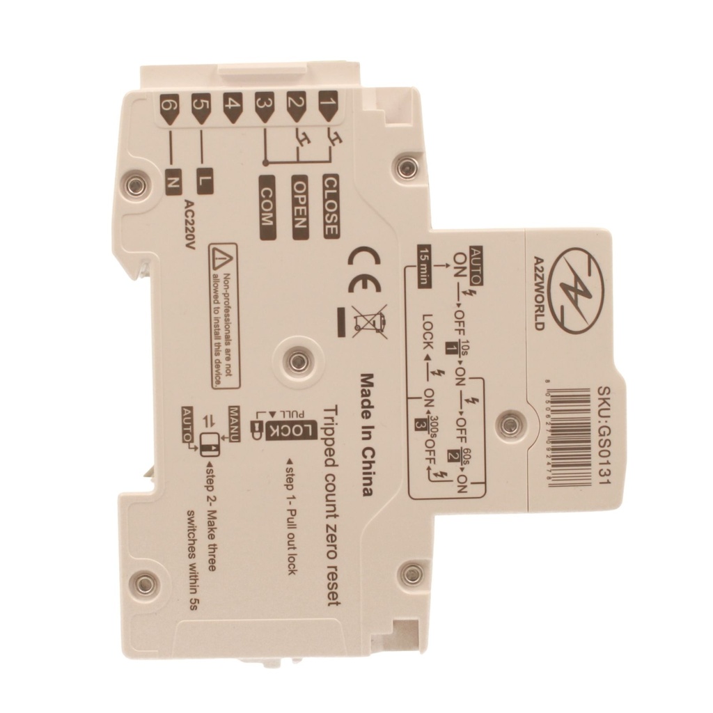 RCBO Interruttore Magnetotermico Differenziale Con Riarmo Automatico, Tipo A Curva B 2P Veri 3M 6000A 30mA, B10A AC 230V IP20 PL8M2, 3 Tentativi (10s/60s/300s)