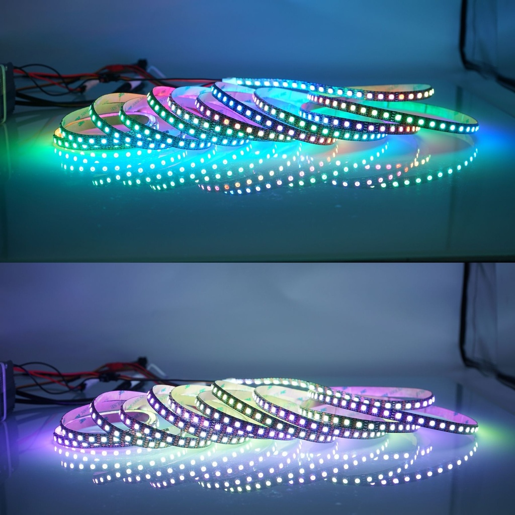 Striscia LED WS2815 RGB 12V 96 LED/m PCB Nero 3OZ 5m Indirizzabile con Adesivo 3M