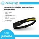 Lampada Frontale LED Ricaricabile con Sensore Mano, Torcia Frontale COB + SMD, 250 Lumen, 4 Modalità di Luce, USB-C, Batteria Integrata, Portata 20m