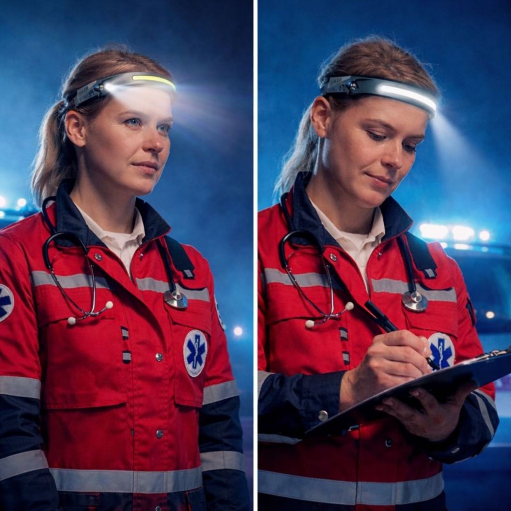 Lampada Frontale LED Ricaricabile con Sensore Mano, Torcia Frontale COB + SMD, 250 Lumen, 4 Modalità di Luce, USB-C, Batteria Integrata, Portata 20m