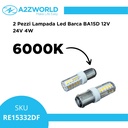 2 Pezzi Lampada Led Barca BA15D Bianco Freddo 6000K 220V 4W