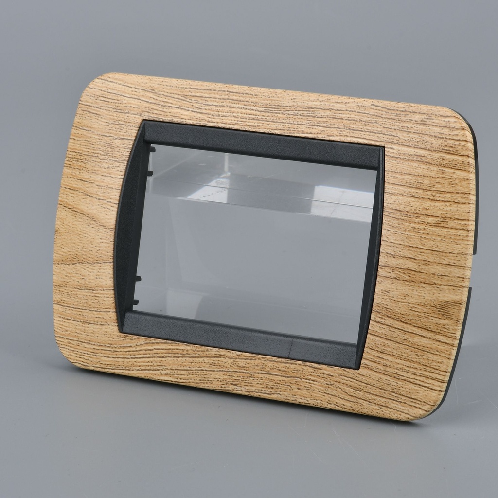 Placca Plastica Ovale MBL 3M Legno Chiaro Compatibile Bticino Living BLN88304