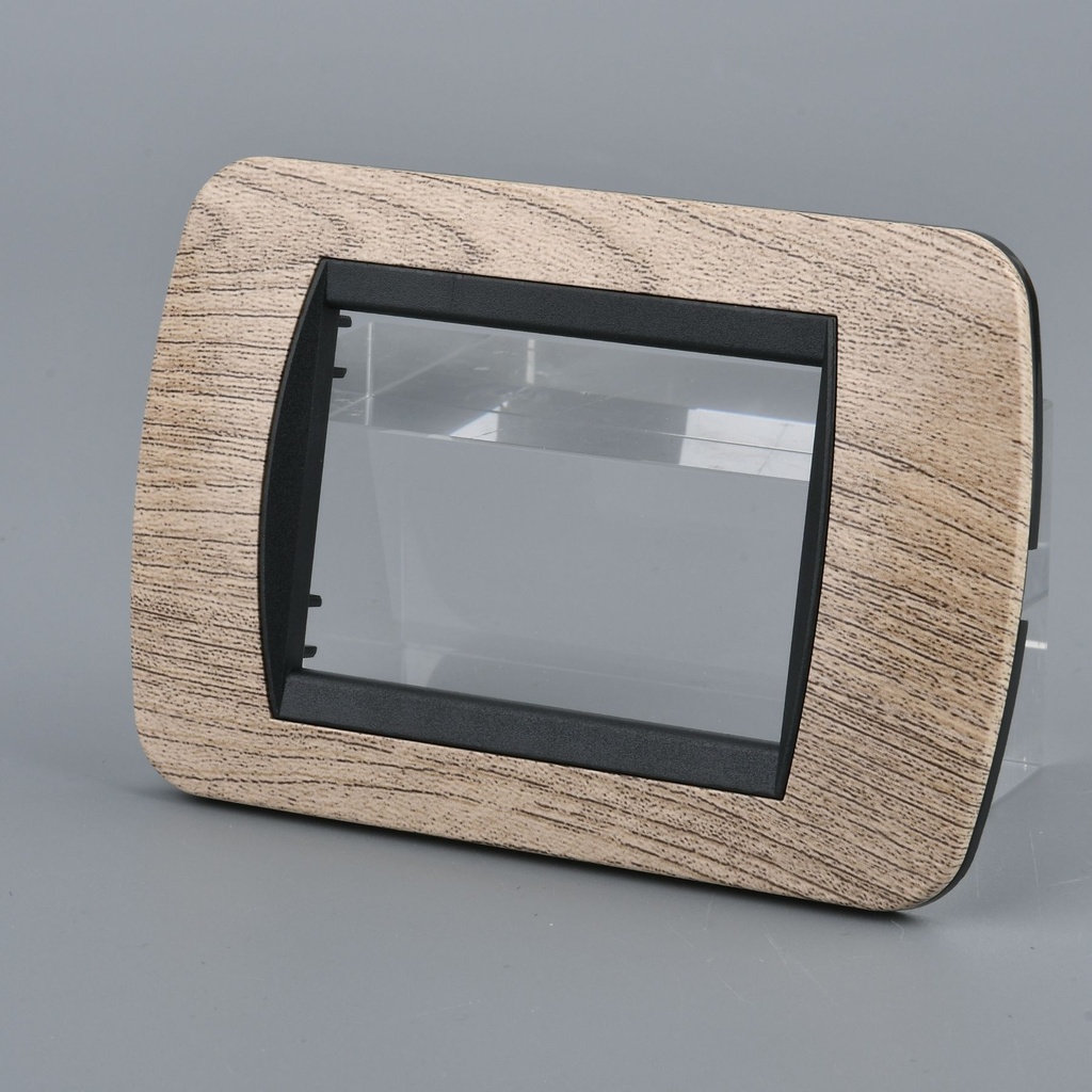 Placca Plastica Ovale MBL 3M Legno Scuro Compatibile Bticino Living BLN88305