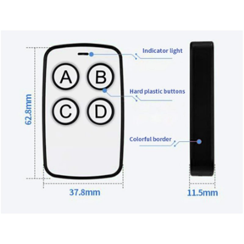 Telecomando Cancello Autoapprendente Frequenza 433Mhz Codice Fisso 4 Tasti Universale Colore Assortito