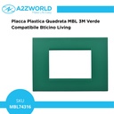 Placca Plastica Quadrata MBL 3M Verde Compatibile Bticino Living