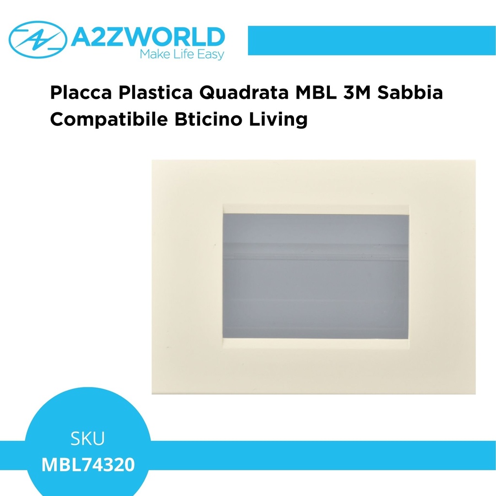 Placca Plastica Quadrata MBL 3M Sabbia Compatibile Bticino Living BLN89309