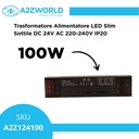 Trasformatore Alimentatore LED Slim Sottile 100W DC 24V AC 220-240V IP20 149X35X25mm