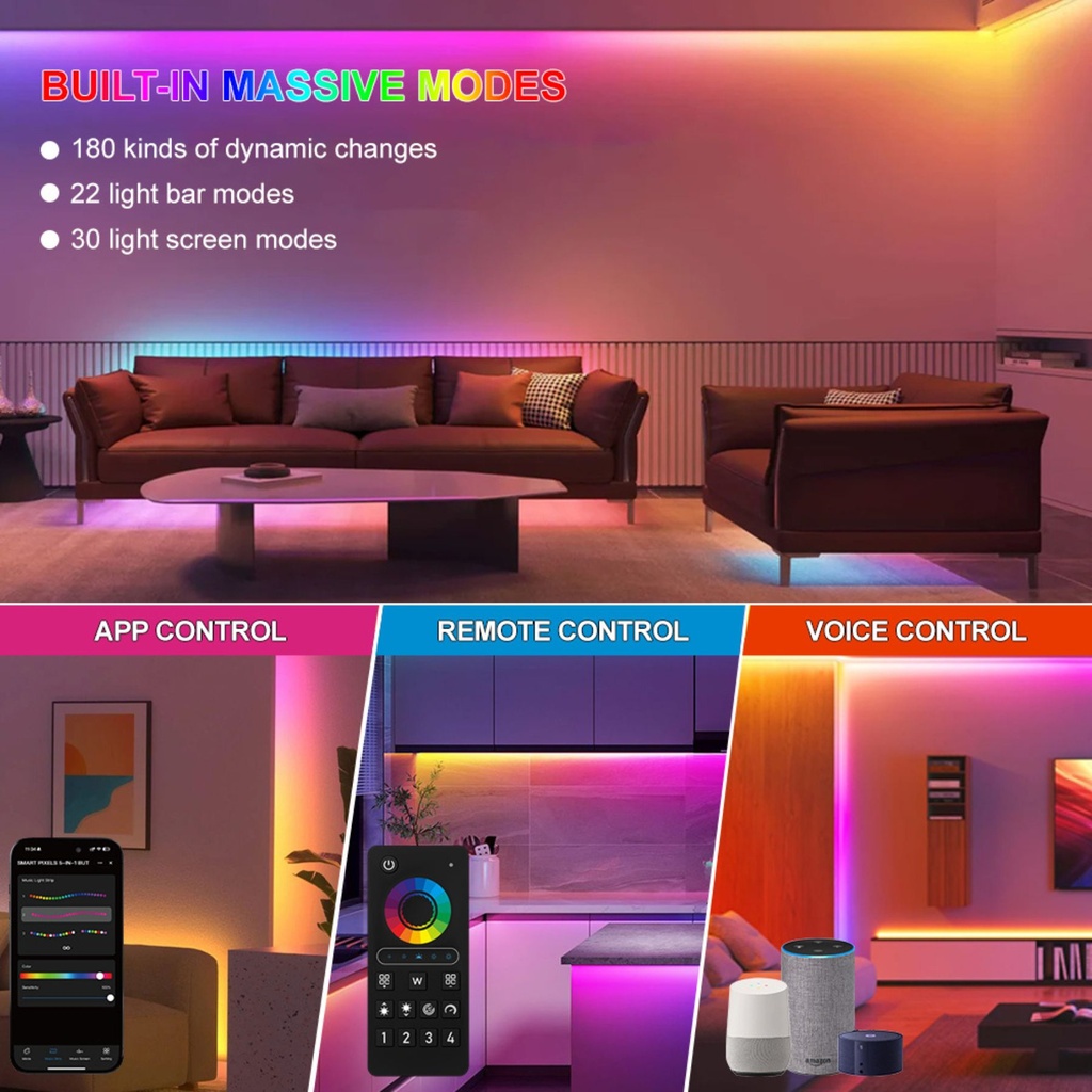 Centralina Controller SPI WS2815 5 In 1 WIFI, RF 2.4G TUYA, Smart Life, Max 15A Tot. (6A/CH) DC5-24V 360W, per Striscia Led Magic Colore Mono Colore, CCT, RGB, RGBW, RGBCCT