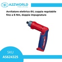 Avvitatore elettrico 8V, coppia regolabile fino a 6 Nm, doppia impugnatura