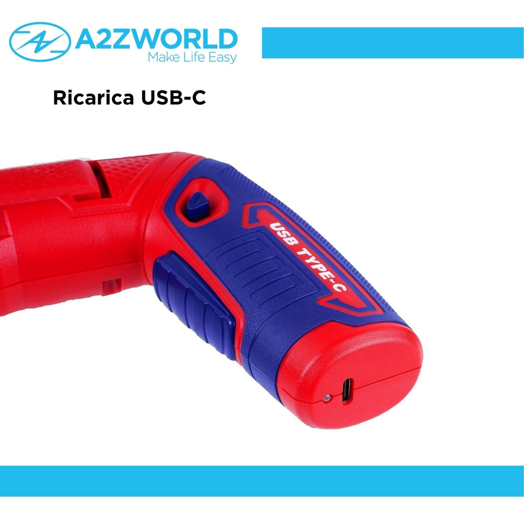 Avvitatore elettrico 8V, coppia regolabile fino a 6 Nm, doppia impugnatura