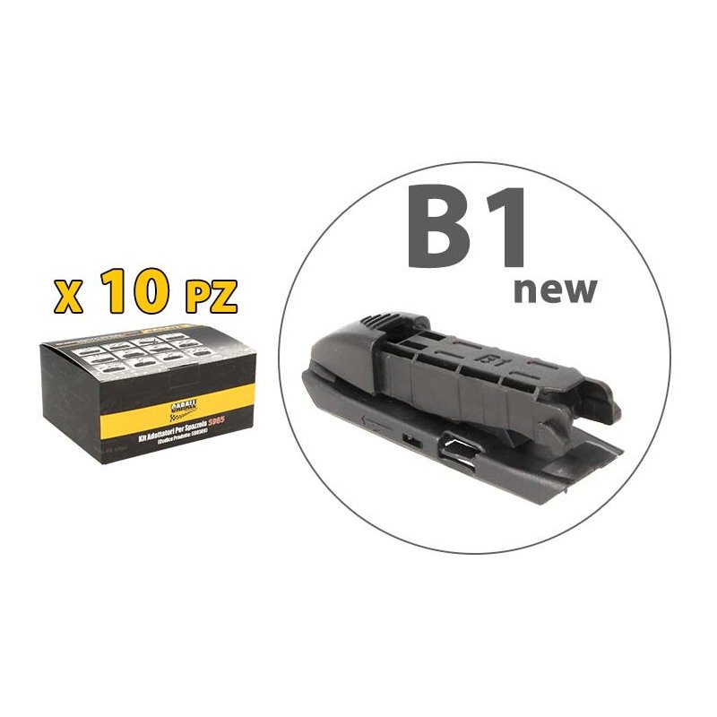 Kit 10 Attacchi per Spazzole Tergicristallo S985 Flat e T191 Ibrida, 15 Modelli Disponibili