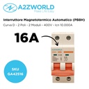 MCB Interruttore Magnetotermico Automatico Curva D 2P 2M 10000A AC 400V IP20 PB8H, Corrente Disponibili 6A 10A 16A 20A 25A 32A 40A 50A 63A 