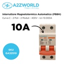 MCB Interruttore Magnetotermico Automatico Curva C 2P 2M 10000A AC 400V IP20 PB8H, Corrente Disponibili 10A 16A 20A 25A 32A 40A 50A 63A 