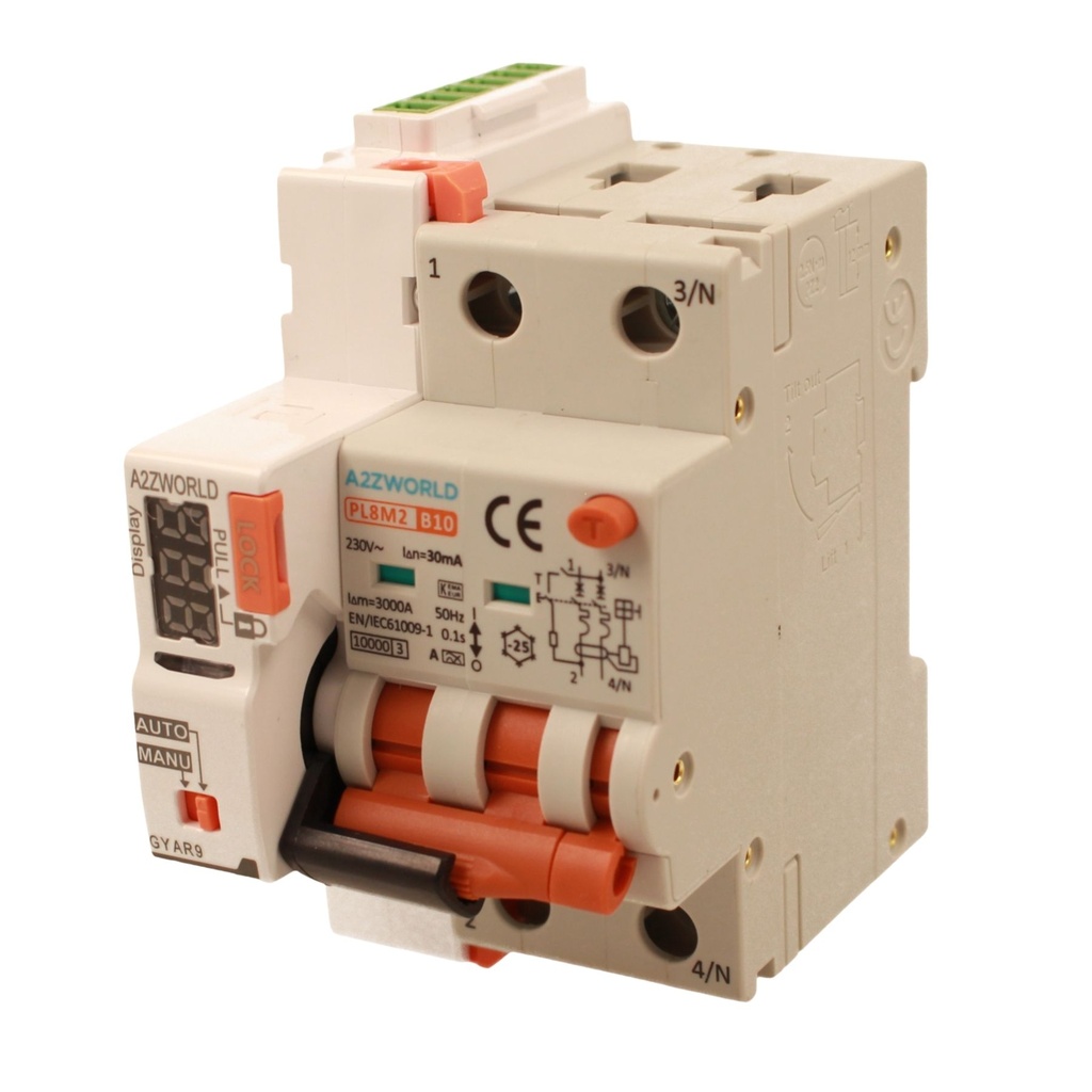 RCBO Interruttore Magnetotermico Differenziale Con Riarmo Automatico, Tipo A - SI Curva B 2P Veri 3M 6000A 30mA, AC 230V IP20 PL8M2, 3 Tentativi (10s/60s/300s), Corrente Disponibili 6A 10A 16A 20A 25A 32A 40A