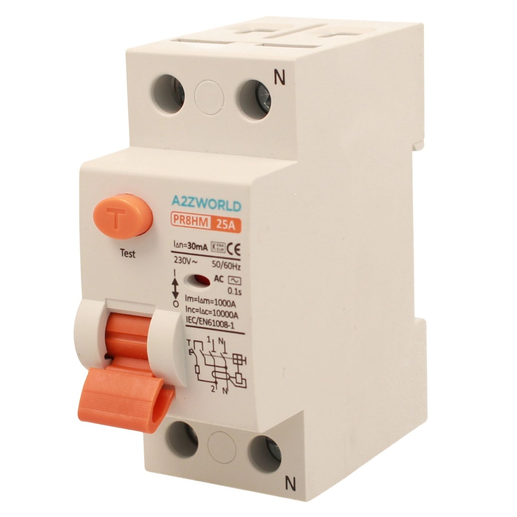 RCCB Interruttore Differenziale Puro Tipo AC 1P+N 2M 10000A 30mA AC 230V IP20 IEC61008-1 PR8HM, Corrente Disponibili 25A 40A 63A 