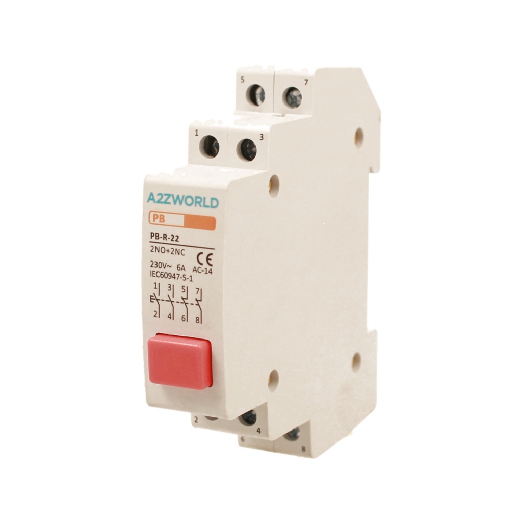 Pulsante Modulare Con Spia Luce Led Rosso 1M 6A AC 230V IP20 IEC60947-5-1 PB, Disponibili 2NO+2NC,3NO+1NC,4NO