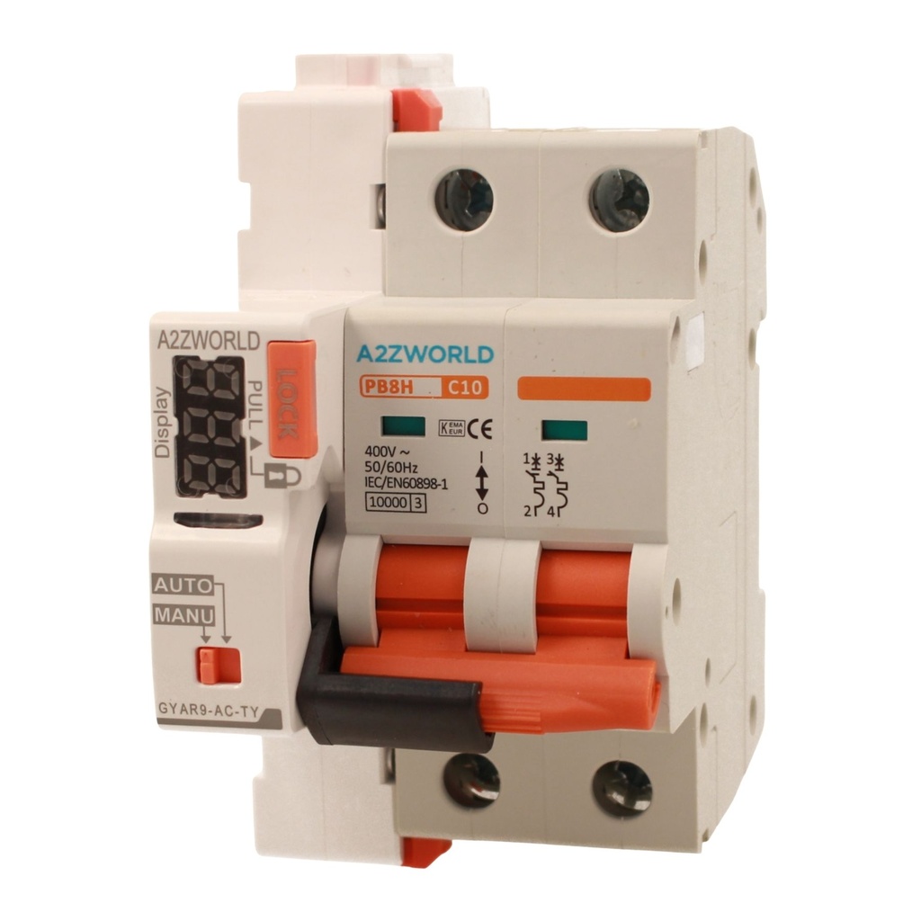 MCB Interruttore Magnetotermico WIFI Con Riarmo Automatico, Curva C 2P 3M 10000A AC 400V PB8H, Disponibili 10A 16A 20A 25A 32A 40A 50A 60A