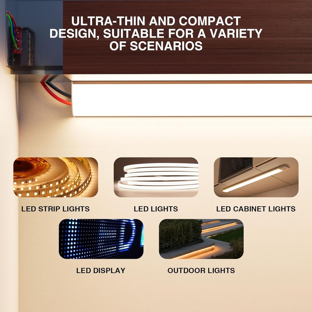 Alimentatore LED 24V DC, trasformatore 220–240V AC IP20 uso interno, Disponibili 60W 100W 150W 200W 300W 400W