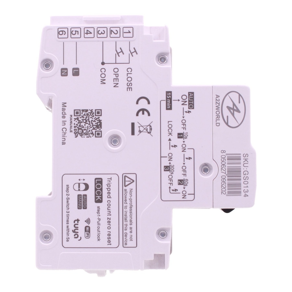 RCBO Interruttore Magnetotermico Differenziale WIFI Con Riarmo Automatico, Tipo A - SI Curva C 2P Veri 3M 6000A 300mA, AC 230V IP20 PL8M2, Disponibili 6A 10A 16A 20A 25A 32A 40A