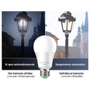 Lampada A Led E27 Con Sensore Crepuscolare 9W 900 Lumen A60 Day Night Sensor, Disponibili 3000K 6500K