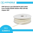 50M Striscia Led COB 8W/M 220V-240V 600lm IP65 CRI=80 Angolo 180°, 9 Colori Disponibili