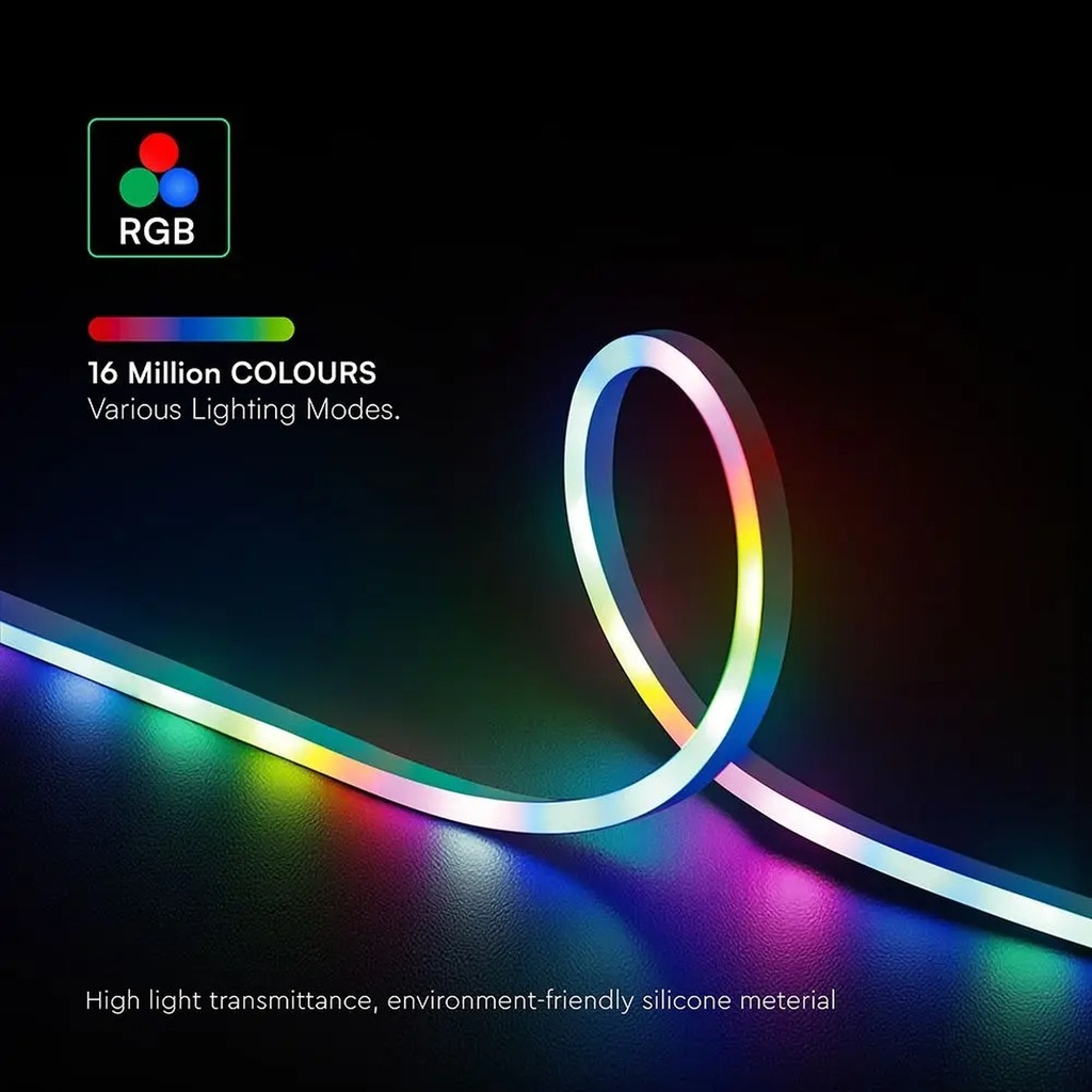 Kit Striscia Led Neon Flex RGB Magic Smart 3W/m 5m 30LED/m USB 5V con Telecomando SKU-24050