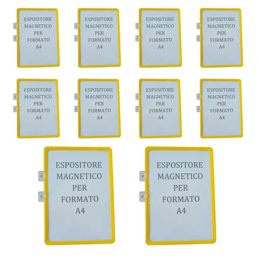 10 Pezzi di Espositore Magnetico Per Etichette A4 Cornice Nera e Protezione in Plastica, Cartellini Prezzi Cancellabili Per Magazzino e Supermercati, Accessori Per Scaffalature Base Magnetica Doppia
