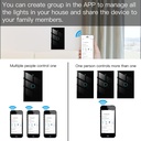 Interruttore Da Scatola 503, Touch Nero, WIFI 2.4G+BLE+RF 433MHz, Bluetooth BLE Mesh, TUYA Smart Life, 220V 10A, 120X72X38mm Per Scatola 503, IP20, Disponibili 1,2,3 Tasti