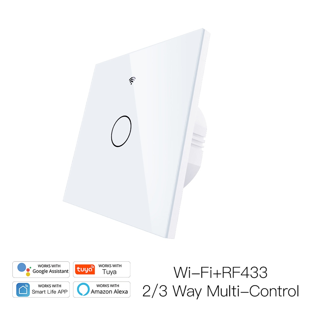 Interruttore Da Scatola 502, Touch Bianco, WIFI 2.4G+BLE+RF 433MHz, Bluetooth BLE Mesh, TUYA Smart Life, 220V 10A, 86X86X30mm Per Scatola 502, IP20,Disponibili 1,2,3 Tasti