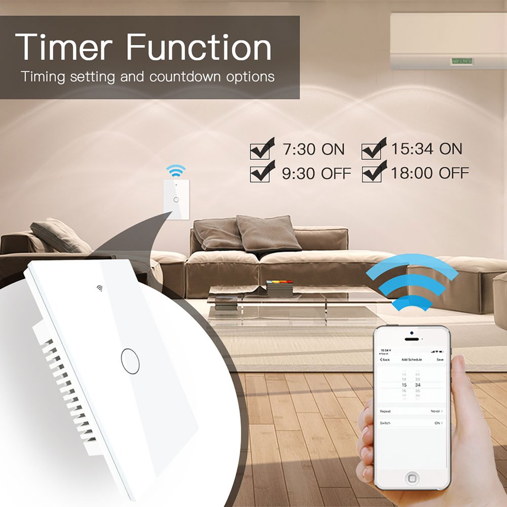 Interruttore Da Incasso Scatola 503, Touch Bianco, WIFI 2.4G Matter, TUYA, Smart Life,Apple Home, Google Home, Alexa, SmartThings, 10A, AC 90-250V, 50/60HZ, 120X72X38mm, IP20,Disponibili 1,2,3 Tasti