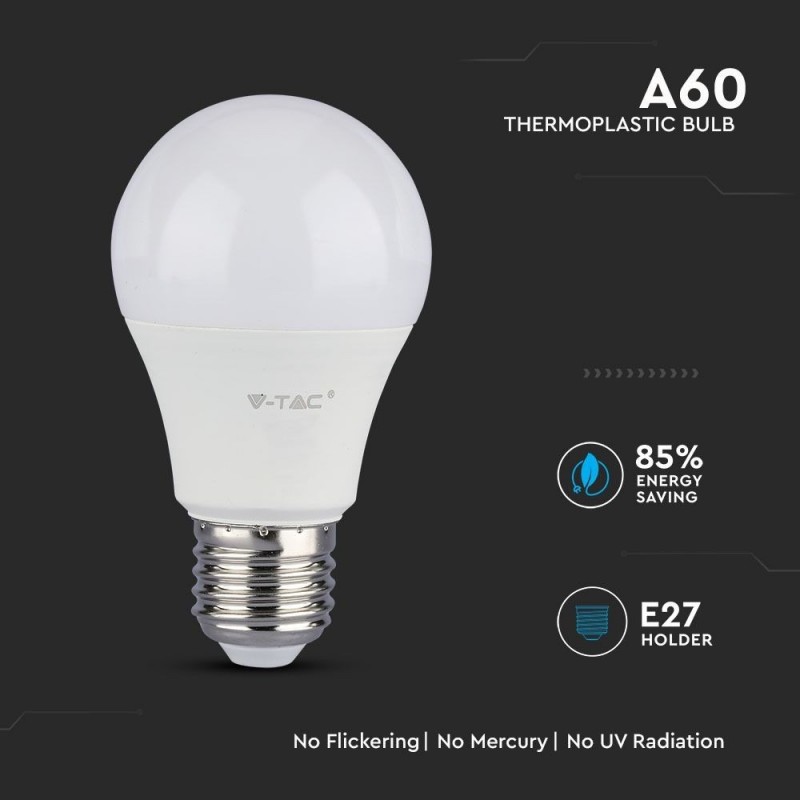 Lampadina LED E27 A60 9W 806lm Chip Samsung 200°, IP20 SKU-228, Disponibili 3000K 4000K 6400K
