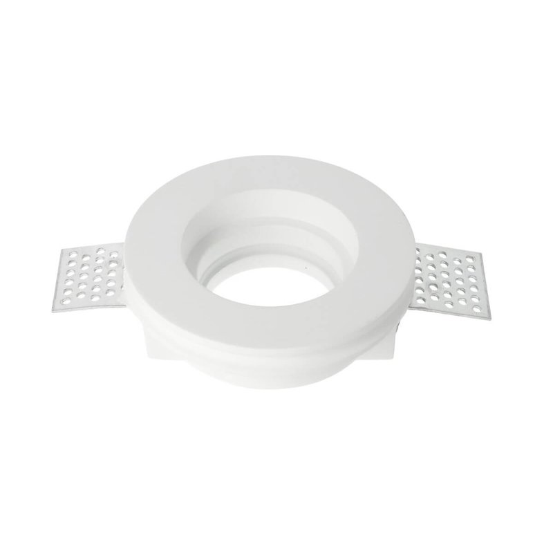 Portafaretto In Gesso Da Incasso, Rotondo 100X30mm Bianco Verniciabile Portalampada GU10 e Connettore Fast Incluso