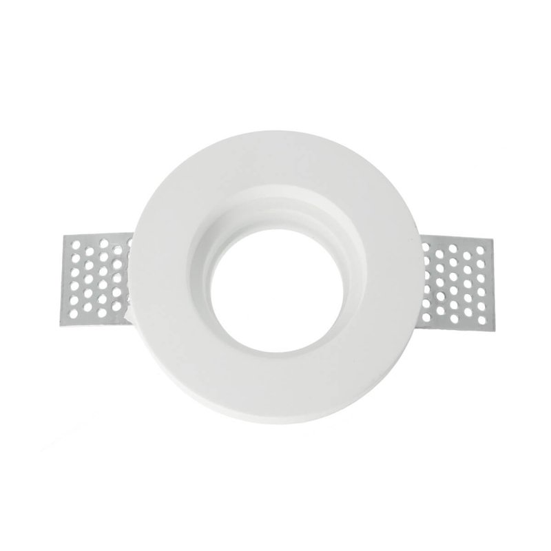 Portafaretto In Gesso Da Incasso, Rotondo 100X30mm Bianco Verniciabile Portalampada GU10 e Connettore Fast Incluso