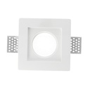 Portafaretto In Gesso Da Incasso, Quadrato 100X100X30mm Bianco Verniciabile Portalampada GU10 e Connettore Fast Incluso