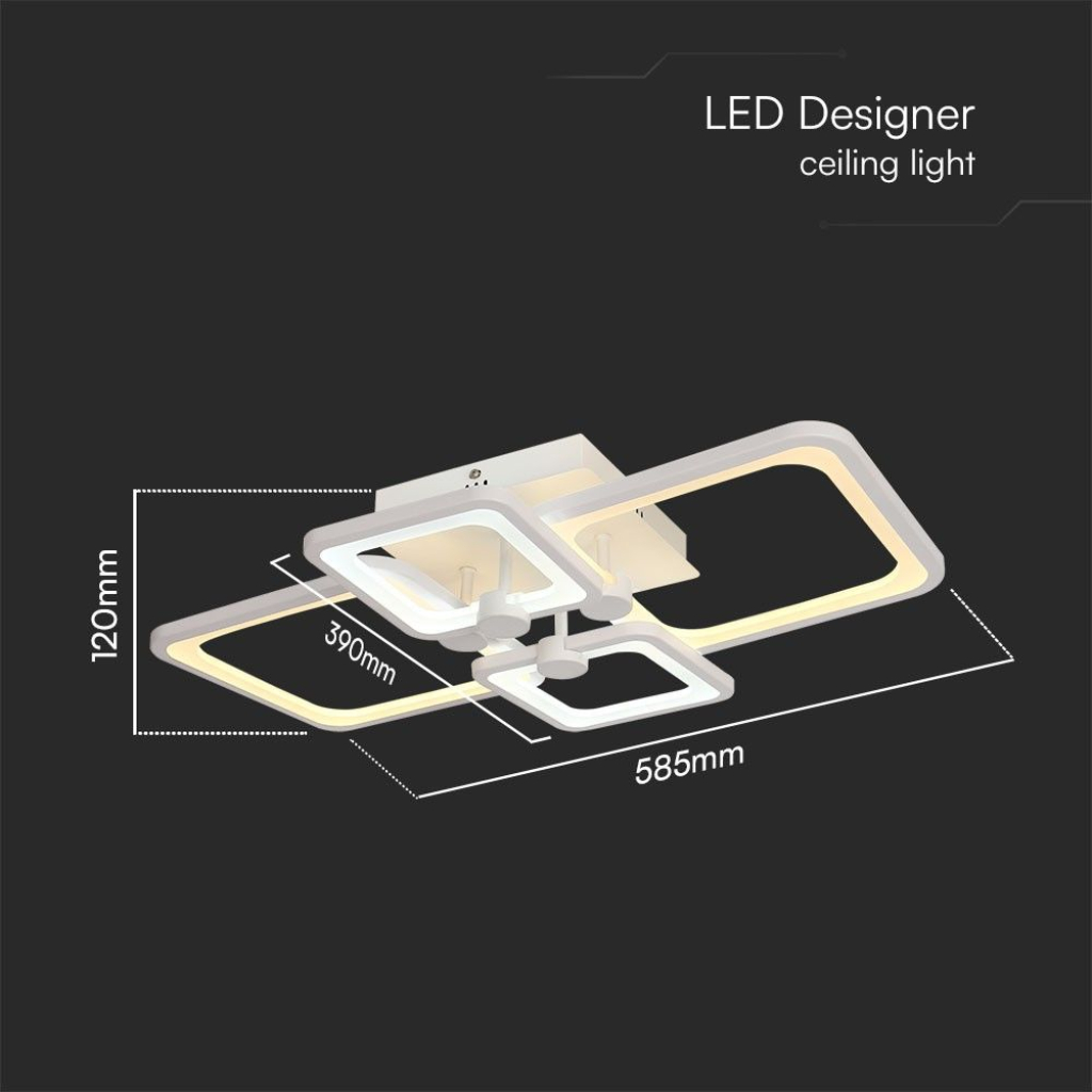 V-TAC Lampadario LED con Telecomando Montaggio a Plafone 70W Dimmerabile Colore Bianco 3in1 SKU:23395