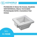 Portafaretto In Gesso Da Incasso, Quadrato 120X120X60mm, Bianco Verniciabile Portalampada GU10 e Connettore Fast Incluso